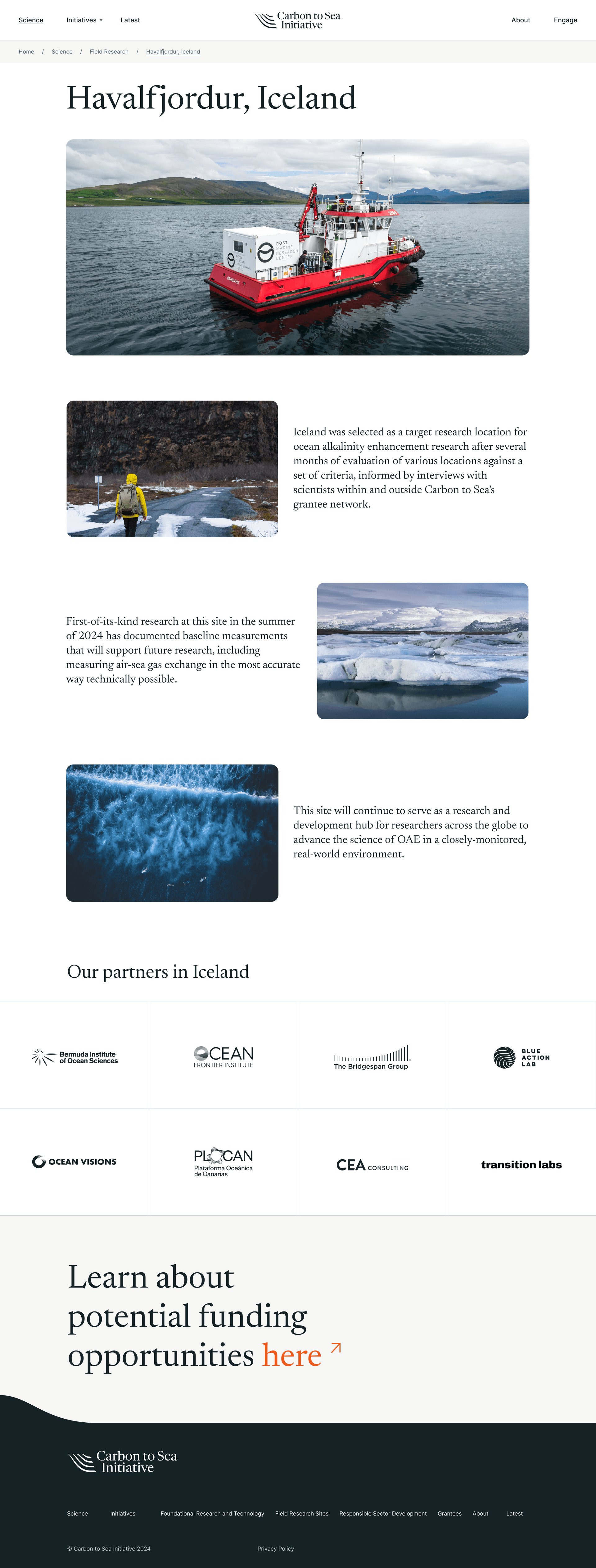 Carbon to sea Initiative website