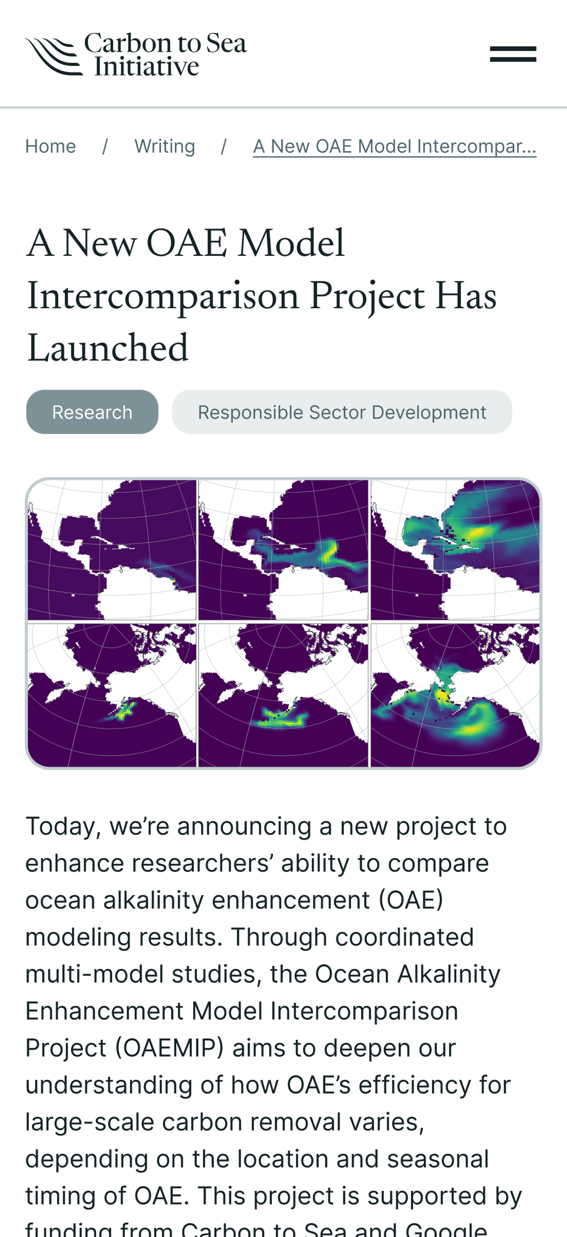 Carbon to sea Initiative website
