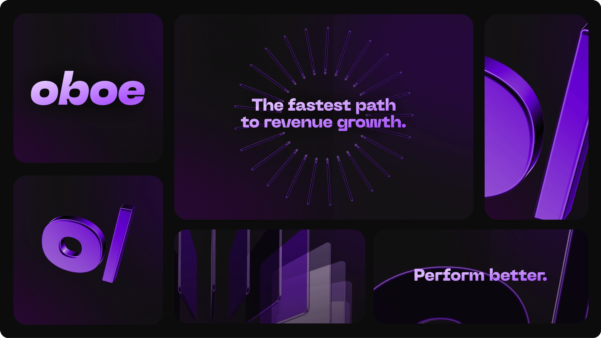 Oboe visual with purple branding and growth messaging